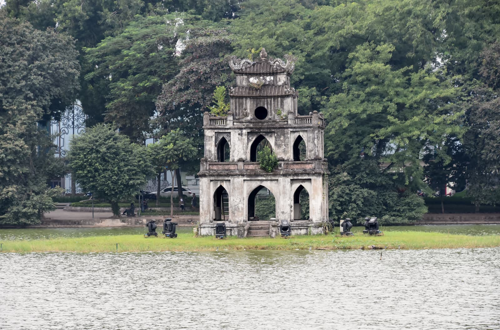 The Turtle Tower on its islet in Hoan Kiem Lake
