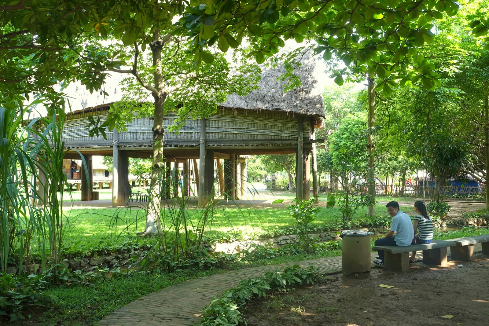 A traditional house in the garden of the Vietnam Museum of Ethnology