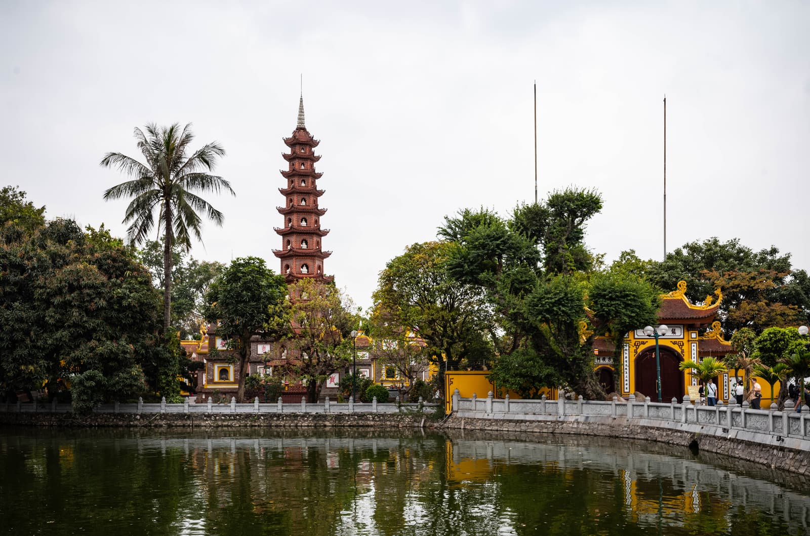 The tower of Tran Quoc Pagoda by West Lake