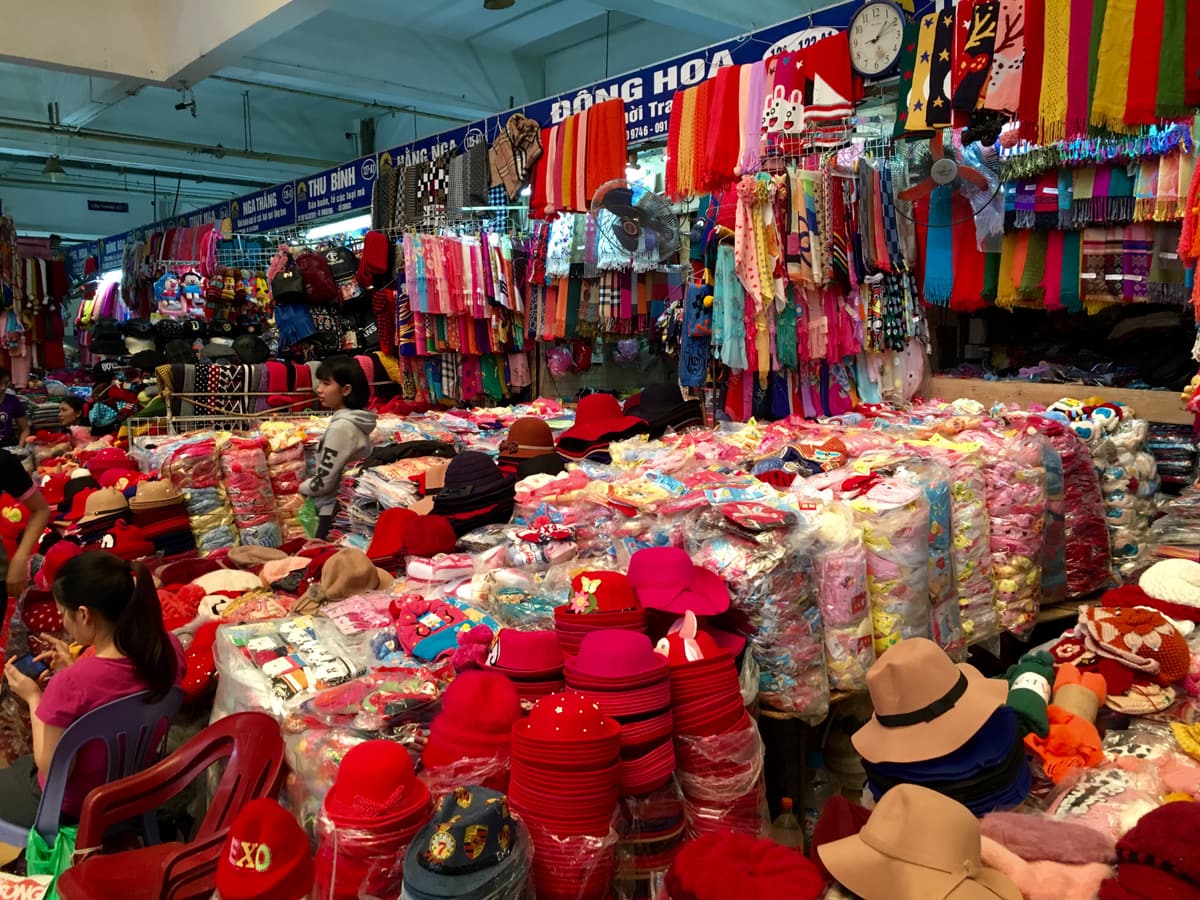 Stalls inside a Hanoi market