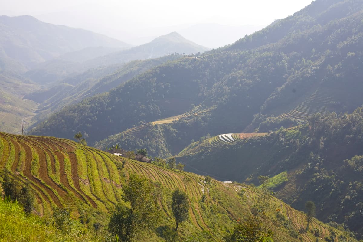 Terraced fields and mountains in Ha Giang province