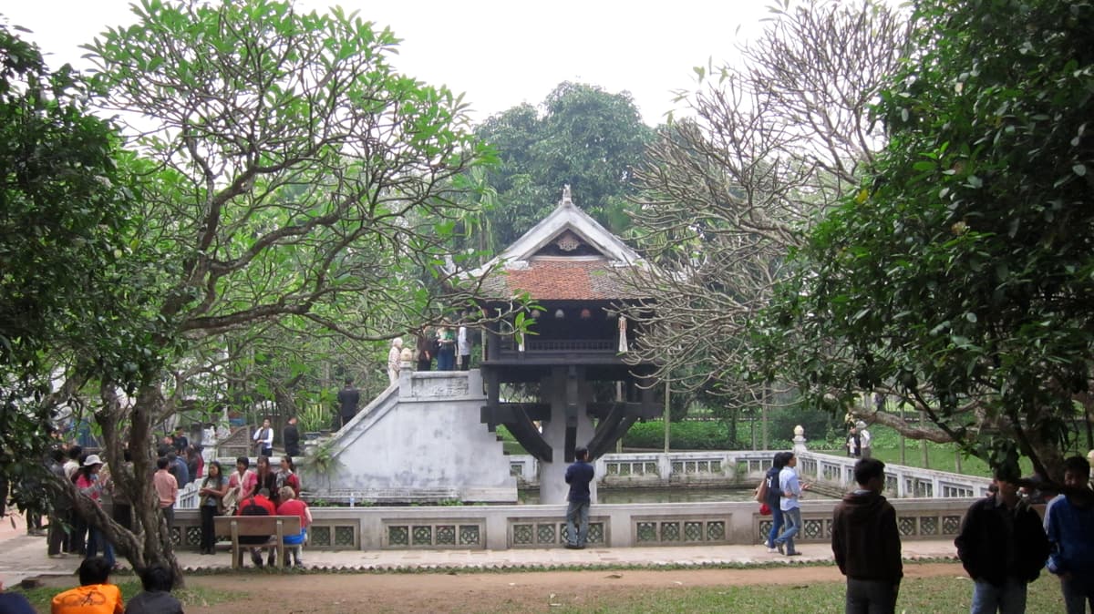 The One Pillar Pagoda rising from its pond in the Ho Chi Minh complex