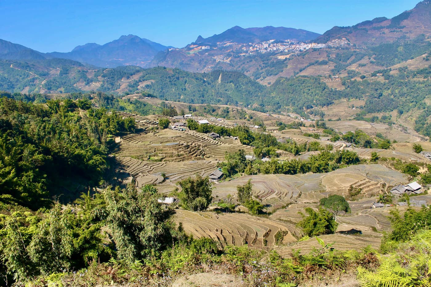Mountain villages and rice terraces in the Sapa area