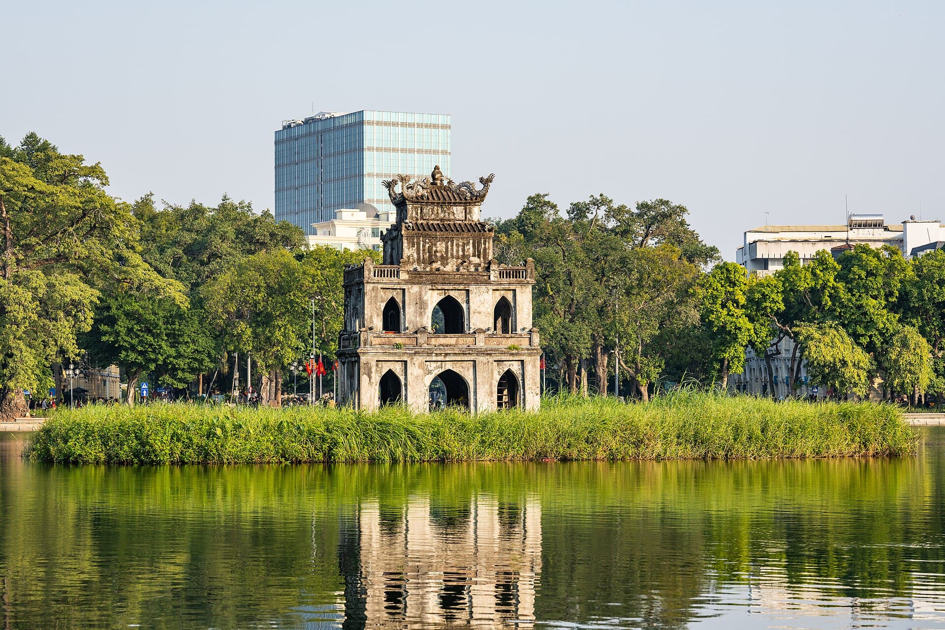 The Turtle Tower on its islet in Hoan Kiem Lake, Hanoi